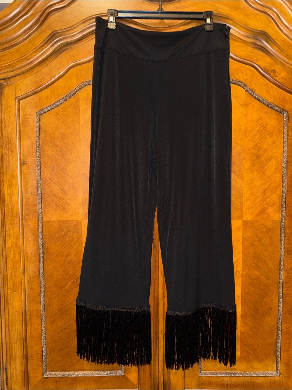 Calvin Klein Black Wide-Leg Fringe Hem Pants